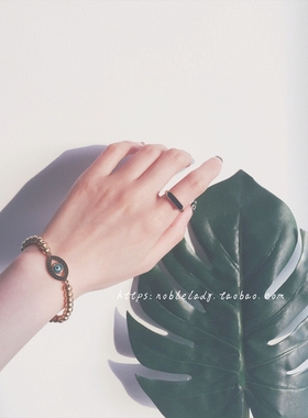 noblelady韩国定制长条黑色戒指