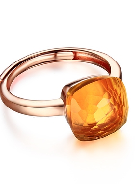 小肥珠宝天然宝石戒指女黄水晶紫水晶绿水晶戒指糖果彩色明星同款