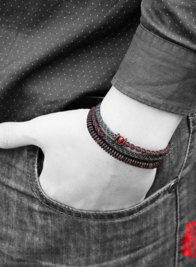 多层中国风民族风男士手链中国风