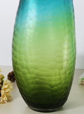 简约现代风水晶渐变绿色大花瓶