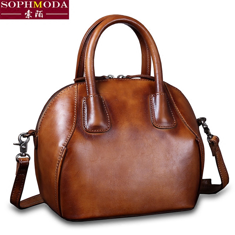 女牛皮贝壳包2020新款复古包包 sophmoda女士包袋