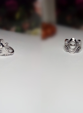 925银镀白金活口重叠戒指托