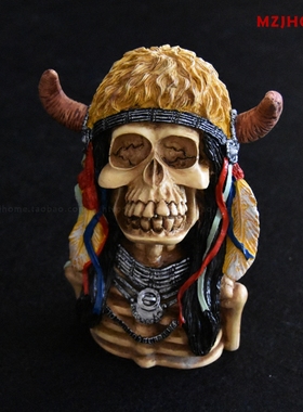 个性装饰骷髅头摆件牛头摆设酒吧