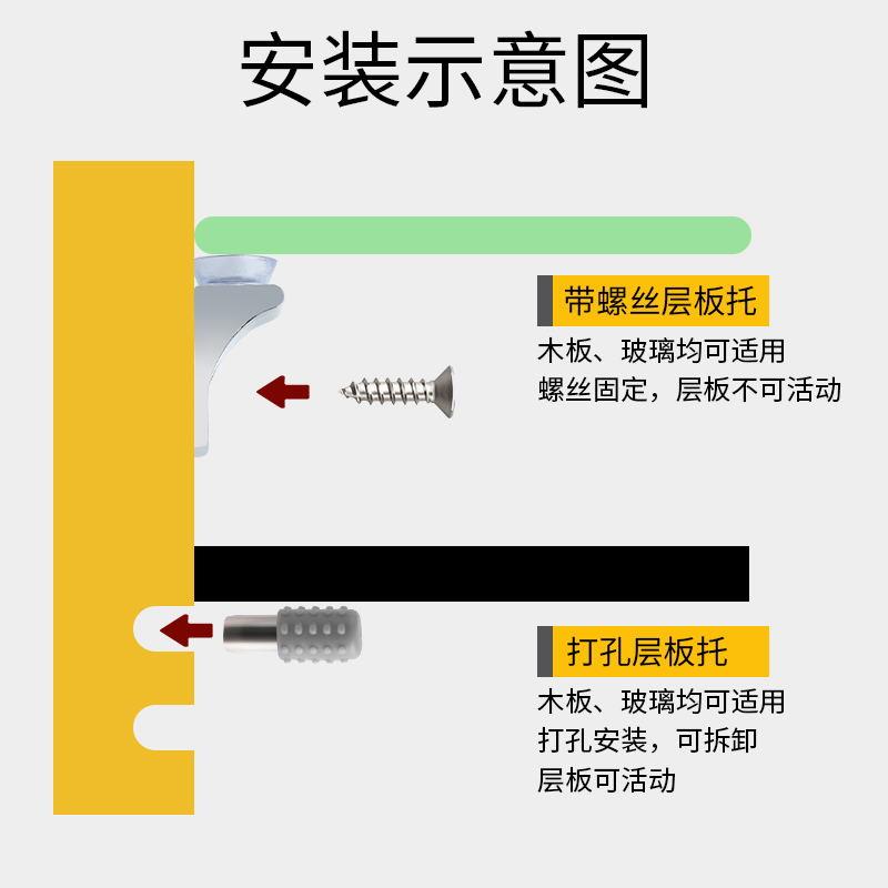 极速免打孔衣柜隔板钉托支架活动托架整体橱柜玻璃固定拖层板托粒 - 图2