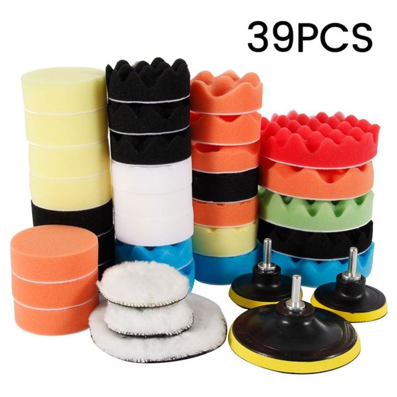 Car Poleishing Sponge Pads Kit Buffing Waxing Foam Pad Buffe-图0