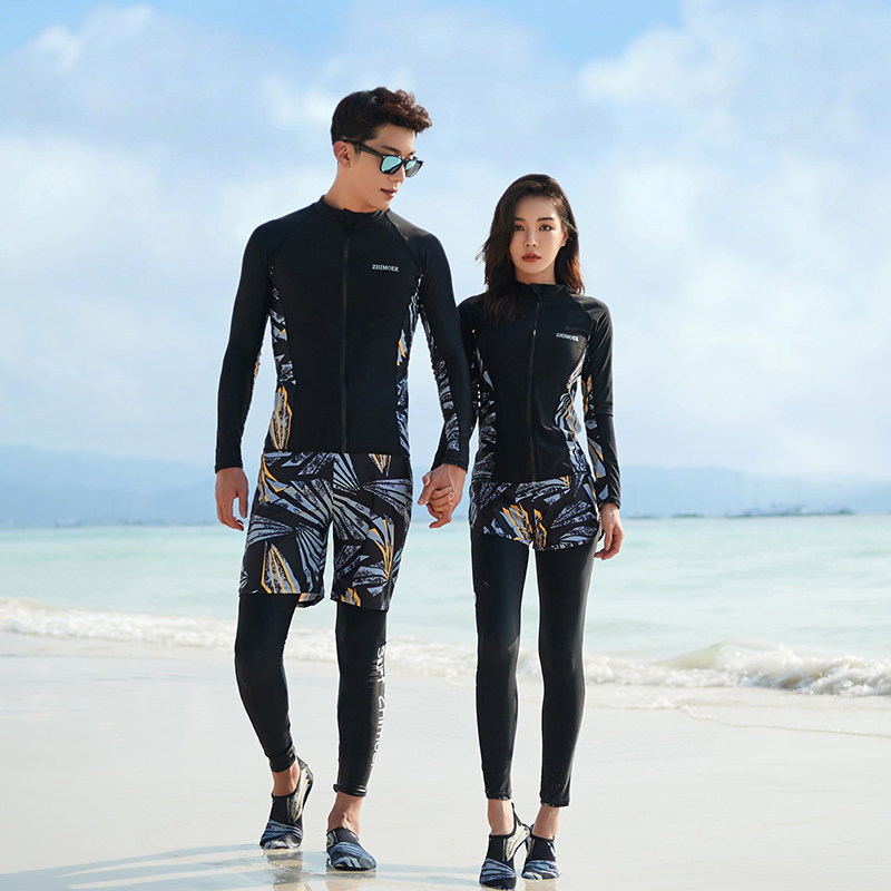 潜水服男士女套装泳衣女2023新款水母衣分体男情侣速干浮潜冲浪衣