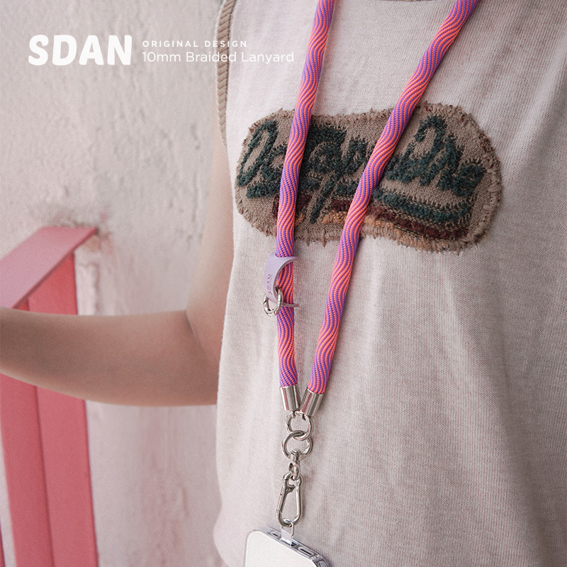 SDAN梦幻粉紫波浪多o功能手机挂绳10mm斜挎绳结实耐用可户外[是旦 - 图2