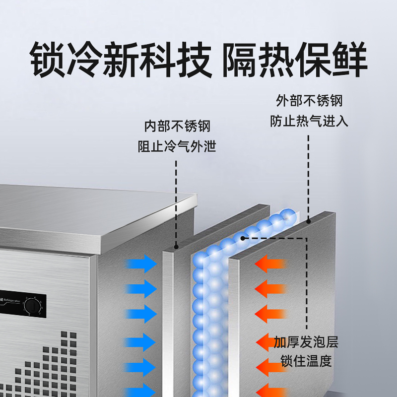 现货速发冷藏工作台商用操作台冰箱冷冻卧式冰柜平冷奶茶店水吧台