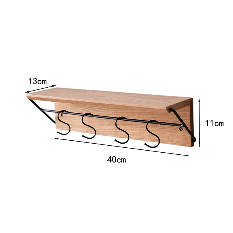 北欧简约置物架实木工字壁挂板墙上书厨房客厅挂钩收纳层架隔板装-图0