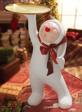 新年圣诞开业礼物高档精灵兔围巾家居托盘客厅大型落地摆件装饰品