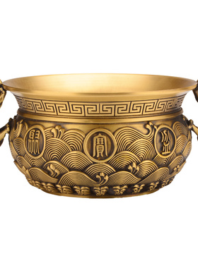 铜聚宝盆摆件家居客厅店铺办公室中式摆件装S饰开业礼品工艺品