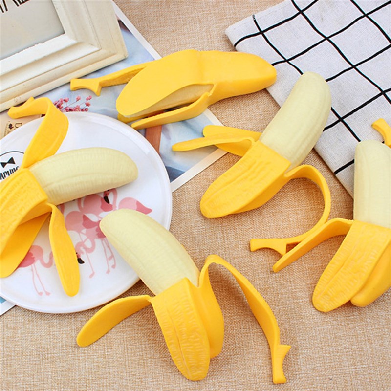 极速Elastic Spoof Peeling Banana Squishy Fidget Toys Antistr-图2