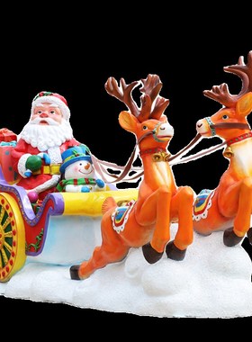 玻璃钢圣诞老人马车树雕塑户外商场圣诞节卡通雪人礼盒摆件装饰品