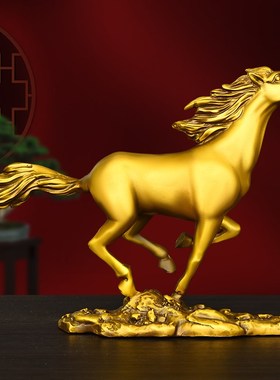 纯铜十二生肖马马到成功马摆件家居玄关装饰品黄铜金马一马当先马
