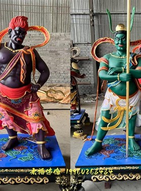 哼哈二将神像门神金刚力士佛像树脂玻璃钢木雕铸铜石雕摆件