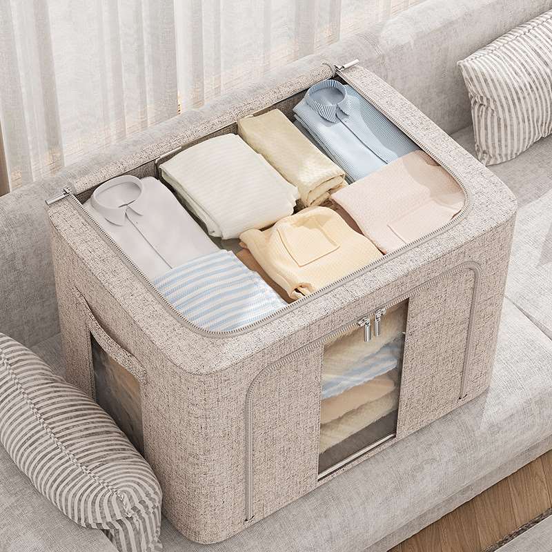 新品Thickened Real Cotton and Linen Clothes Storage Box Fabr - 图2