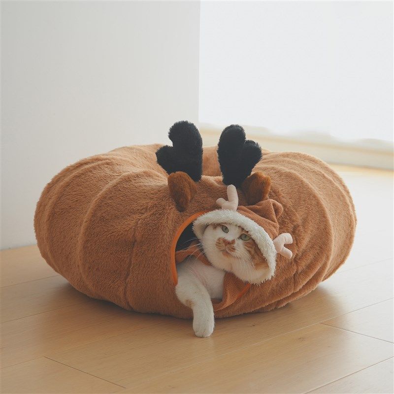 圣诞麋鹿猫咪隧道躲避冬天保暖睡窝半封闭式屋甜甜圈宠物钻洞玩具,淘宝优惠券,粉丝福利购,淘宝优惠卷