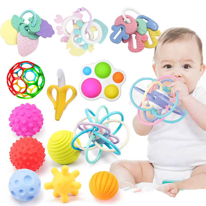 网红Rattle Teether Toys For Babies Educational Baby Games Ra - 图0