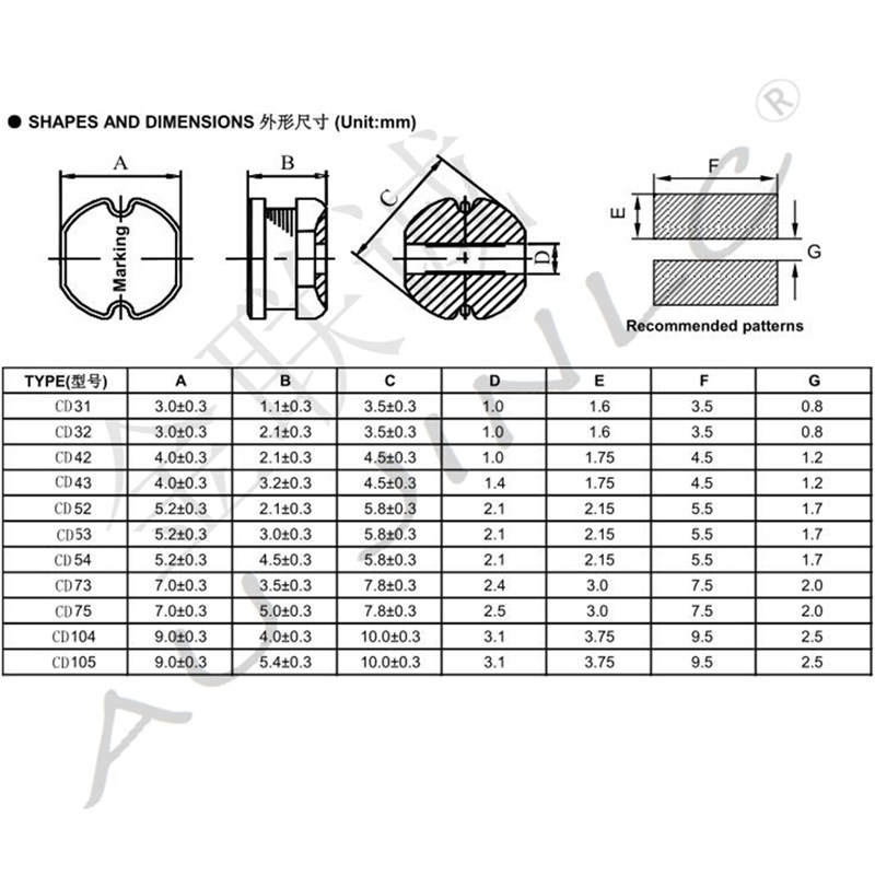 贴片功率电感器CD32 43 54 75 105线圈 1UH 4R7 10UH 100UH 220UH