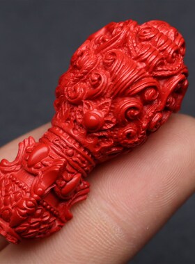 原矿天然朱砂金翅大鹏鸟鲲鹏帝王砂三通佛头散珠手錬手串配饰配件