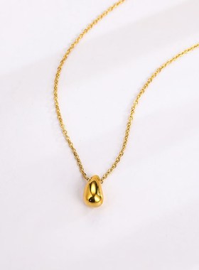 韩国简约水滴吊坠钛钢项链女小众欧美轻奢高级感T网红锁骨链潮饰