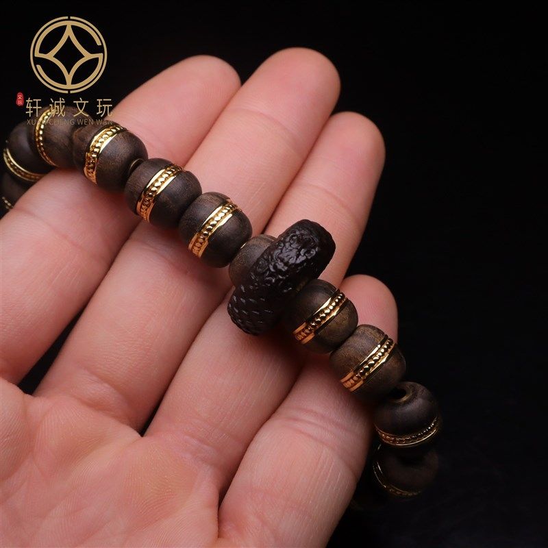 古法金配件天然沉香木老型镶嵌桶珠龙纹跑环搓金DIY文玩配饰手串,淘宝优惠券,粉丝福利购,淘宝优惠卷