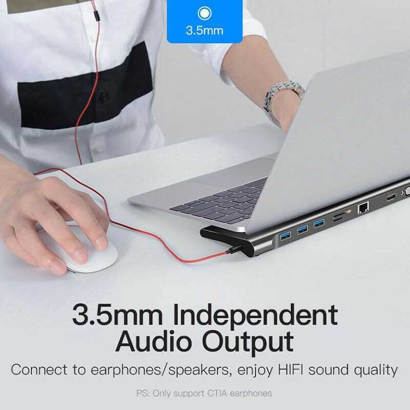 新品10 In 1 Aluminium Alloy HB 4K SB -C To SB 3.0 TF HDMI VG - 图2