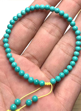 绿松石手串散珠女生小单圈手链4m6m8m高瓷绿蓝色湖北天然圆珠串