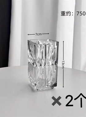 婷豫ins风迷你加厚o玻璃小花瓶玻璃透明插花客厅餐桌吧台桌面软装