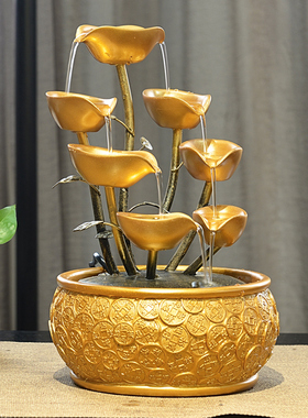 轻奢开业礼物办公室风水轮招财流水喷泉摆件吧台桌面循环水装饰