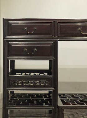 民国红木镶云石写字台明清古x典老家具大红酸枝实木书桌中式艺术