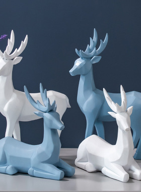 北欧创意麋d鹿工艺品摆件客厅玄关电视柜酒柜装饰品乔迁新居礼品