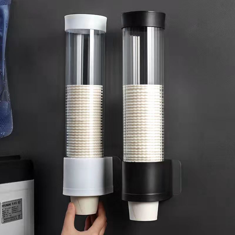 现货速发放一次性杯筒塑料胶杯筒杯器饮水机商用加厚水杯架挂墙杯-图0