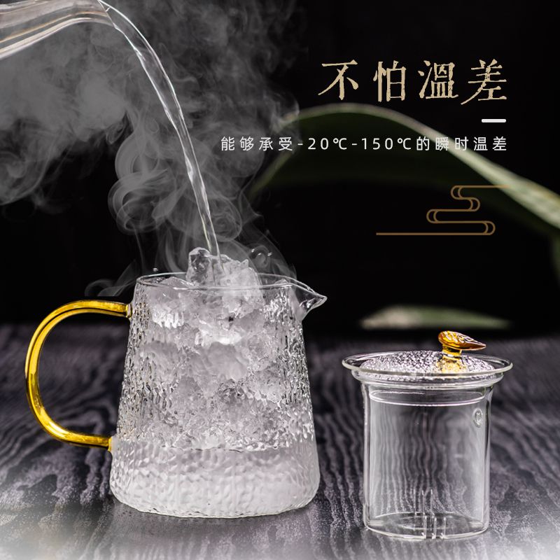 NRMEI茶壶玻璃泡茶家用耐高温功夫花茶锤纹茶具套装煮茶养生水壶 - 图0