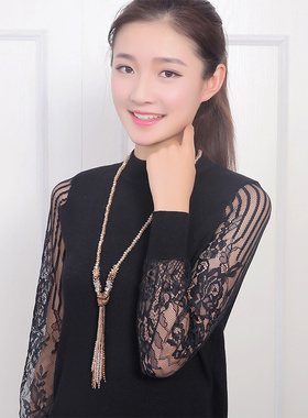 水晶毛衣链长款衣服链子配饰项链x女2021年新款挂件2020装饰饰品