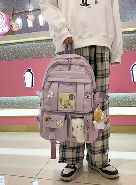 现货Purple Nylon Backpasck for Women Large Capacity Backapck