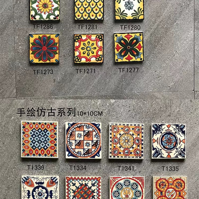 推荐仿古小花砖100x100美式花园瓷砖室内户外墙地砖防滑耐磨田园 - 图2