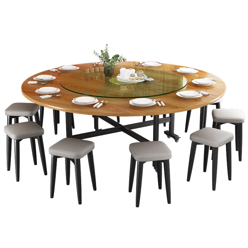 折叠圆桌餐桌家用大圆桌带转盘家庭聚餐吃饭桌子12人小户型省空间,淘宝优惠券,粉丝福利购,淘宝优惠卷