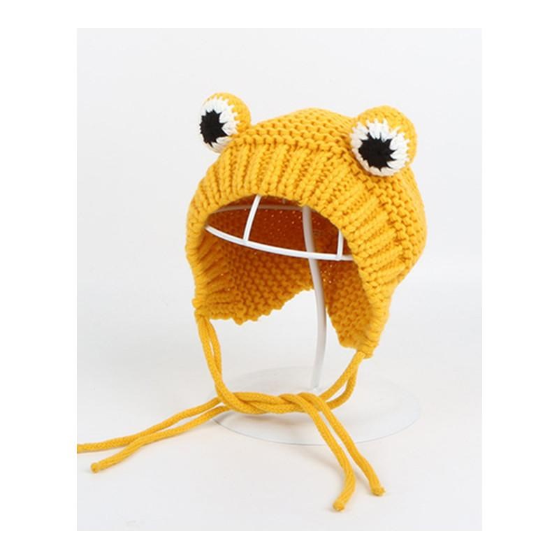 Solid color Cartoon frog knitted hat winter warm hat Skullie - 图3