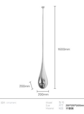 轻奢创意不锈钢银色水滴雕塑酒店售楼处电镀吊装艺术装置