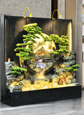 水幕墙流水屏风隔断酒店客厅室内外别墅庭院假山喷泉景观鱼池摆件