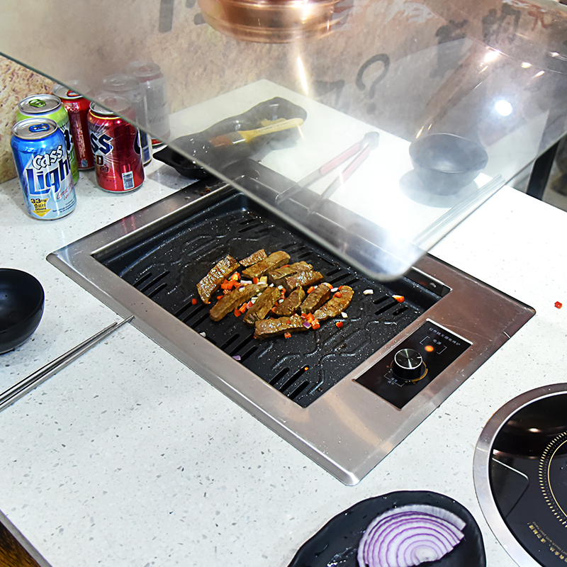极速安派电烤炉商用韩国自助红外线烤肉炉无烟镶嵌式方形韩式电烧