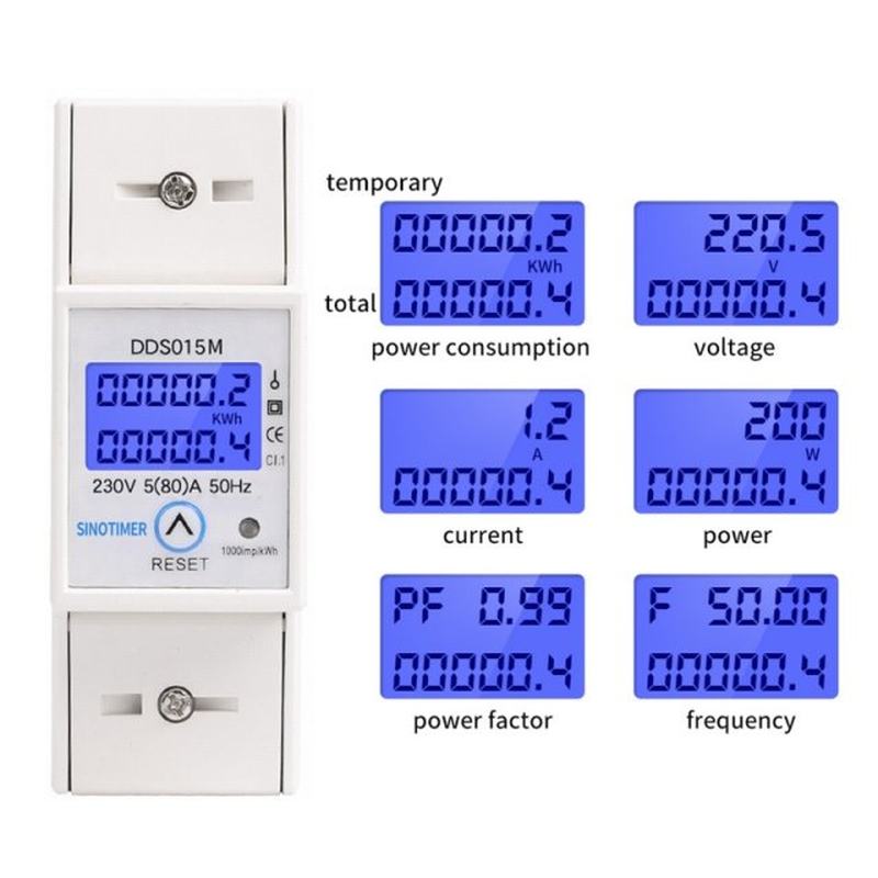 速发DDS015M 230V Power Watt Meter w Reset Voltage Ampere Ele - 图3