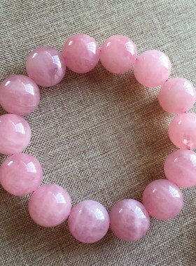 天然粉水晶手链 大颗粒马粉手串粉晶粉色饰品女礼物招桃花仙女款