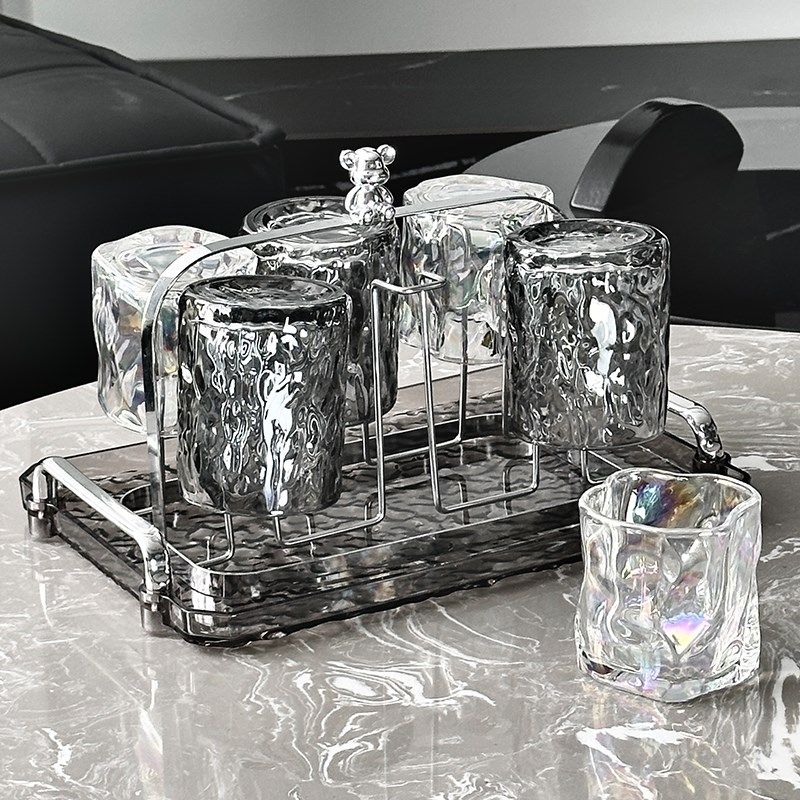 高颜值水杯套装家用客厅茶杯玻璃水杯子收纳置物杯架托盘沥水水具,淘宝优惠券,粉丝福利购,淘宝优惠卷