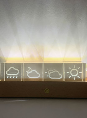 「左耳说」雨过天晴水晶桌面小A众摆件生日中秋节礼物小夜灯送男