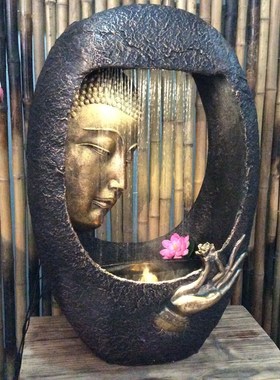 中式流水摆件循环水家居庭院景观装饰品开业礼品招财工艺摆设树脂