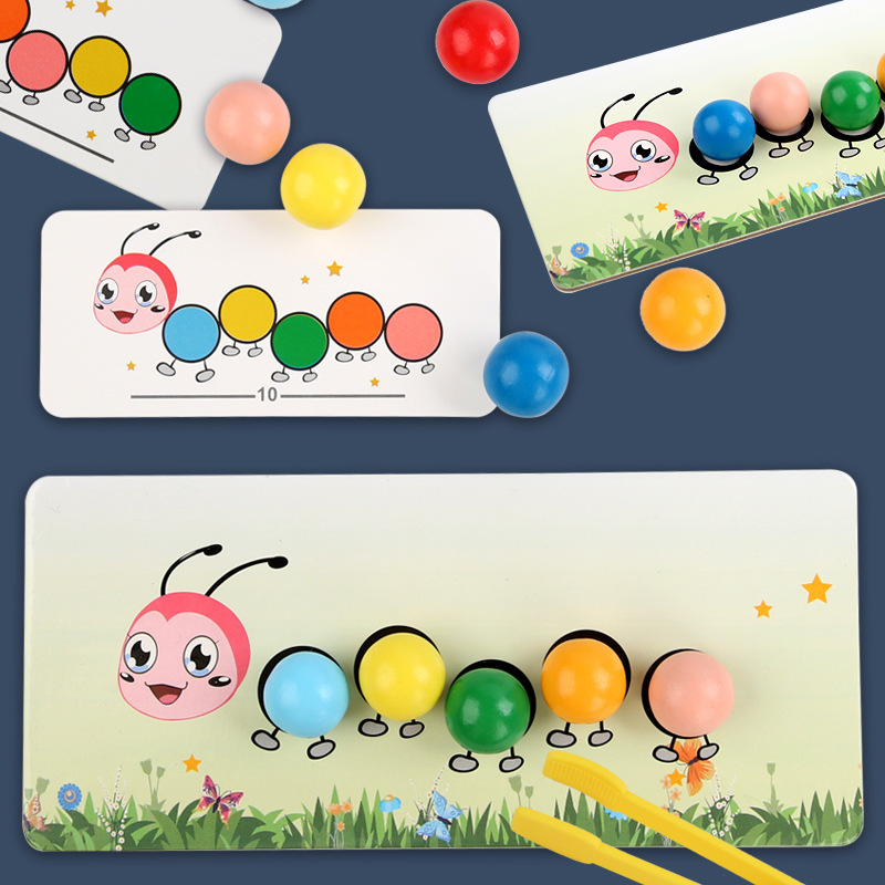 推荐Wooden Clip Beads Games Montessori Toys Color Matching P - 图0