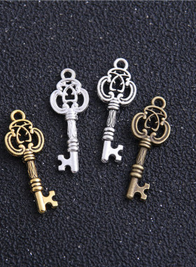 现货24pcs/lot 10*28mm 3 Colory Vintage Metal Alloy Keys Jewe