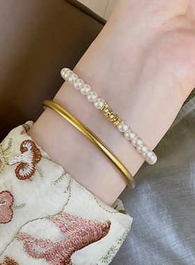 新中式碎银子珍珠手链女款轻奢小众精致纯银手链叠戴女生手串手饰